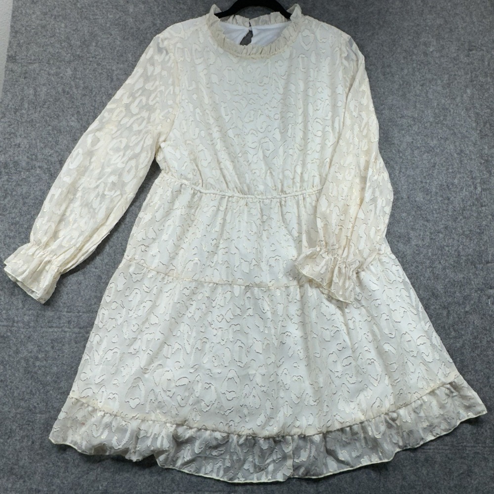 Shein‎ Beautiful Antique White Cream Gold Animal Print Accent Cheetah Womens XL